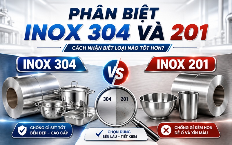 phân biệt inox 304 và 201